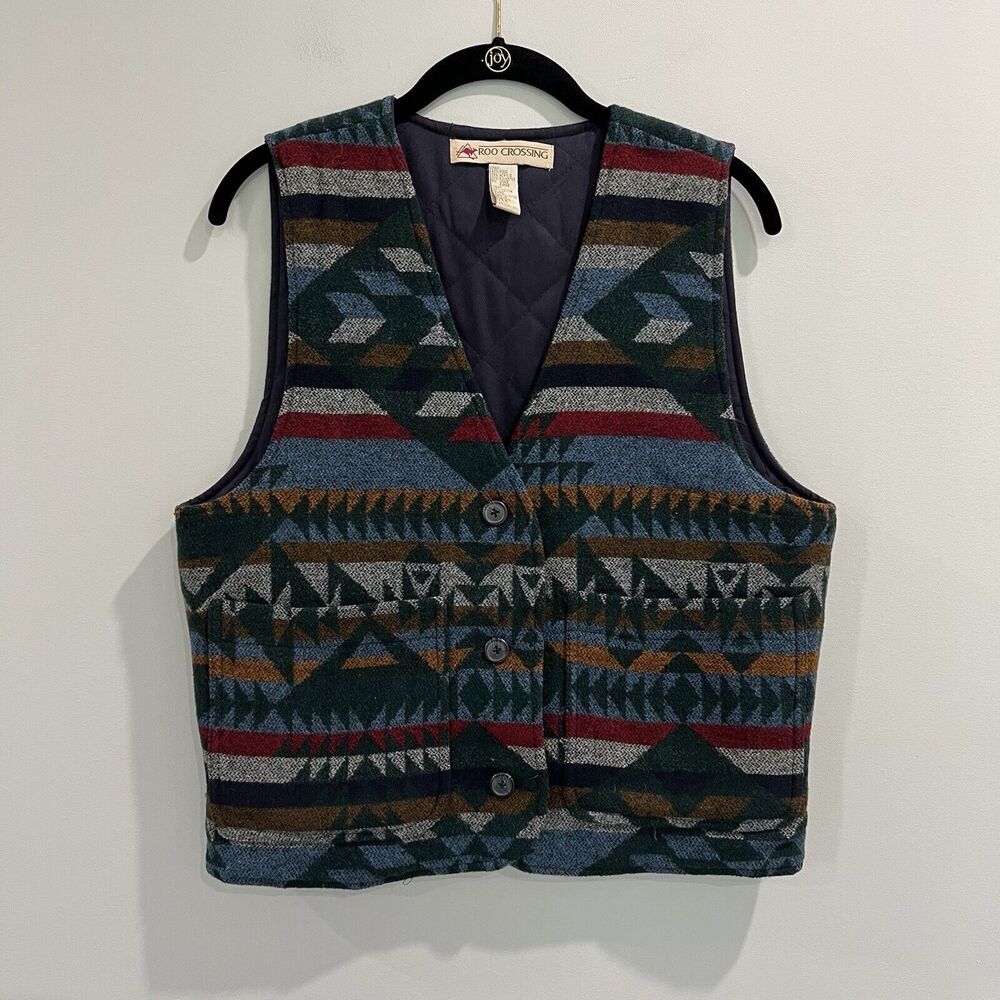 Roo Crossing Southwest Pattern V Neck Size Small Women’s Vest Multicolor‎